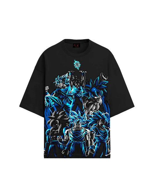 ANIME LEGENDARY SAIYAN EVOLUTIONS OVERSIZED BLACK T-SHIRT