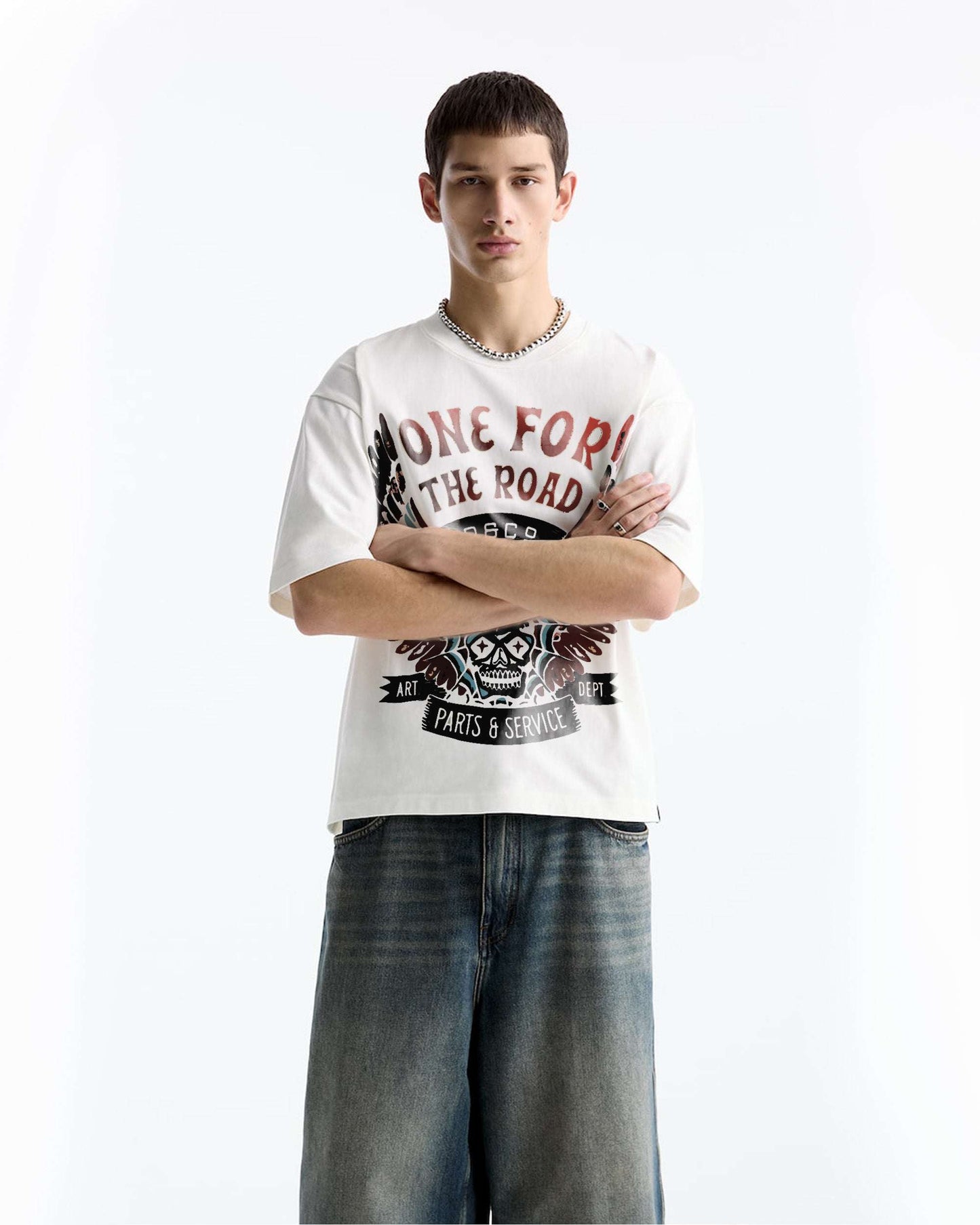 ONE FOR THE ROAD WHITE OVERSIZED T-SHIRT